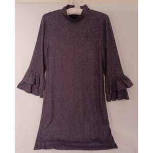 White House Black Market Dress Womens Medium Gray Flared Sleeve Stretch